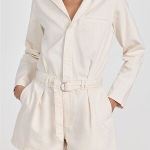 rag & bone Pleated Romper in Ecru, size S